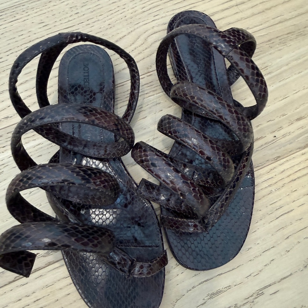 Bottega Python Embossed Leather Sandals - image 11